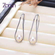 Zorun Natural Freshwater White Pearl Earring Fine / Fashion Jewelry6-7MM 925 Sterling Silver for Women New Design Good Sale 2024 - buy cheap