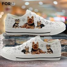 FORUDESIGNS Cute Yorkshire Terrier Dog/Puppy Print Woman Shoes Sneaker Autumn Low Top Ladies Shoes Womens Canvas Shoes Size 5-15 2024 - buy cheap