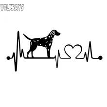 Volkrays Personality Car Sticker Dalmatian Heartbeat Dog Accessories Reflective Cover Scratches PVC Decal Black/Silver,6cm*17cm 2024 - buy cheap