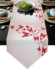 Camino de mesa de mariposa roja, decoración de mesa de boda, mantel de pastel de flores, decoraciones navideñas para la mesa del hogar 2024 - compra barato