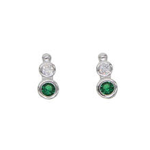 100% real 925 sterling silver green cz stone paved mini stud earring for women lady fashion tiny stud earring gift 2024 - buy cheap