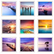 DIY Full Round Rhinestone Embroidery Scenic Sea Beach Sunset Home Decoration 5D Diamond Embroidery Mosaic Painting 2024 - buy cheap