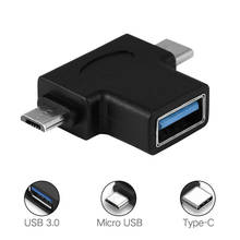 Pro 2 в 1 OTG адаптер USB 3,1 type-C + Micro USB мужчина к USB 3,0 Женский конвертер для смартфон на базе Android 2024 - купить недорого