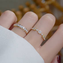 Anéis delicados banhados a ouro 14k, anéis ajustáveis de casamento, zircônio cúbico, cz, geométricos 2024 - compre barato
