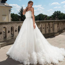 Crystal Waist Pleat Flowers Princess Wedding Dresses Fashion Vestido De Casamento Sweetheart Neck Backless White Bridal Gowns 2024 - buy cheap