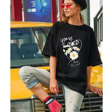 Harajuku женские футболки, новинка 2020, летняя футболка с забавным буквенным принтом в стиле хип-хоп, свободная длинная футболка, Студенческая уличная одежда, повседневные женские топы, футболки 2024 - купить недорого