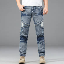 Jeans Men Straight Trousers Male High Quality Soft Slim Fit Ripped Denim Designer Casual Biker Pants Pantalon Hombre Homme 2024 - buy cheap