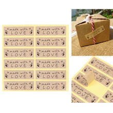 Free Shipping 1200Pcs/lot Cute Hand made with love adhesive sticker Self adhesive Kraft Paper Seal Sticker gift stickers 2024 - buy cheap