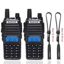 Baofeng-walkie-talkie portátil, 2 pçs, modelo 2 ptt, 5w, vhf, uhf, banda dupla, transmissor de longo alcance, rádio bidirecional, uv82 2024 - compre barato
