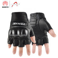 Genuine Leather Motorcycle Half Finger Gloves Motorcross Racing Protective Off-road Riding Scooter Bicycle Guantes Moto Gloves 2024 - buy cheap