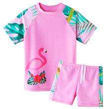 BAOHULU Children Flamingo Print Swimsuit Two Piece Set Tankini UPF 50+ UV Protective Swimwear Children Water Sport Rash Guard 2024 - buy cheap