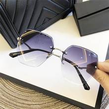 High Quality Rimless Square Sunglasses Women Luxury Brand Designer Gradient Lens Metal Frameless Fashion Driving Glasses UV400 2024 - buy cheap