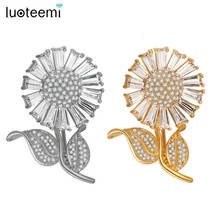 LUOTEEMI Gold Silver Color Big Sun Flower Adorn Brooch for Women Romantic Personality Lady Brooch Free Shipping Items Christmas 2024 - buy cheap