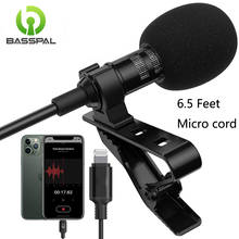 BassPal Microphone Professional for iPhone Omnidirectional Condenser Mic Phone Audio Video Recording Easy Clip-on Lavalier Mic 2024 - buy cheap