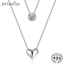 Jellystory pingente de prata, feminino, pingente duplo em forma de coração, de zircônio, com pedras preciosas, para presente de festa de casamento 2024 - compre barato