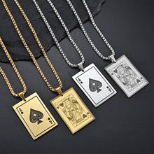 New Playing Cards Spades A Hearts K Pendant Necklaces for Men Lucky Stainless Steel Poker Male Jewelry 2024 - buy cheap