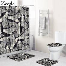 Zeegle Shower Curtain and Bath Mat Set Absorbent Bathroom Carpets Anti Slip Flannel Bathroom Doormat Waterproof Bathroom Curtain 2024 - buy cheap