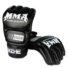 Luvas de meio dedo para boxe, luva de couro pu de meio dedo para treino de muay thai, taekwondo 2024 - compre barato