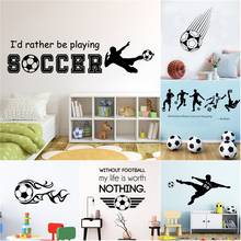 Decalque de vinil para parede infantil, decoração de parede para sala de estar, futebol, esportes para meninos, novo, 2019 2024 - compre barato