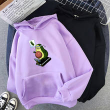 2020 kpop moletom feminino estilo harajuku, camiseta de manga longa com estampa de abacate para mulheres, de outono e dos desenhos animados, pulôver gráfico kawaii 2024 - compre barato
