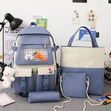 2021 4Pcs/set Canvas School Backpacks Women New Cute School Bags for Teenage Girls Bookbags Students Travel Shoulder Bags Female 2024 - buy cheap