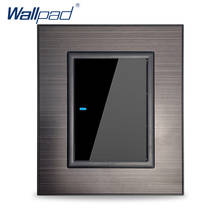 Wallpad 1 Gang 1 Way  Wall Light Switch With LED indicator Black Stainless Steel Panel Flat Acrylic One-side Click Button 2024 - buy cheap