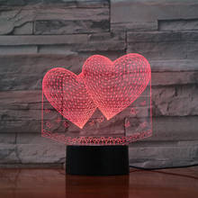 3d Led Night Light Double Love Pattern Nightlight for Bedroom Decroation Color Changing App Control  Light Table Lamp Lover Gift 2024 - buy cheap