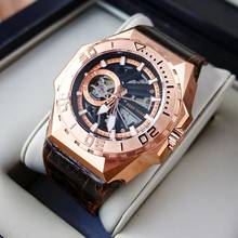 Reef Tiger/RT Men Dive Sports Watches Rose Gold Automatic Mechanical skeleton Watches Leather Strap Sapphire Glass Watch 2024 - buy cheap