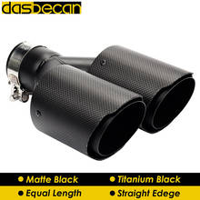 Dasbecan Y Model Dual Equal Exhaust Pipe Matte Black 3k Carbon Straight Edge Tail AK Rear Muffler Car Styling End Tips Universal 2024 - buy cheap