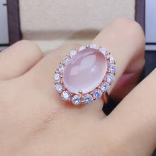 Anillo de cuarzo rosa Natural y Real para mujer, anillos de compromiso de boda, anillo de Plata de Ley 925 2024 - compra barato