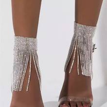 1 pieza de cadena de pie de diamantes de imitación de moda, cadena de pie de borla brillante de estilo nacional, accesorios para zapatos de tacón alto 2024 - compra barato