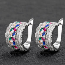 TIRIM Color Crystal Hoop Earrings for Women Cubic Zirconia Vintage Boho Circle Small Earrings Statement Jewelry Brincos Gifts 2024 - buy cheap