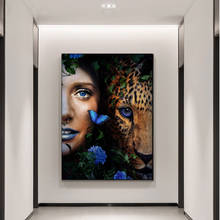 Pintura criativa moderna em tela, pintura bonita, estampa de tigre, poster azul de borboletas, imagem de arte de parede para decoração de sala de estar 2024 - compre barato
