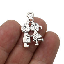 JAKONGO Antique Silver Plated Kissing Boy Girl Charm Pendants for Jewelry Making Bracelet DIY Accessories 27x17mm 10pcs 2024 - buy cheap