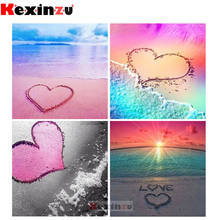 Kexinzu-pintura de diamante 5D DIY "paisaje de corazón de playa", bordado 3D, punto de cruz, decoración del hogar, regalo Y024 2024 - compra barato