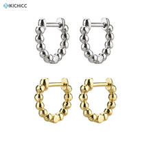 Kikichicc 925 Sterling Silver Beads Huggies 9mm Hoops Earrings No-Clips Piercing Loops Piercing Ohrringe Rounds Luxury Jewelry 2024 - buy cheap