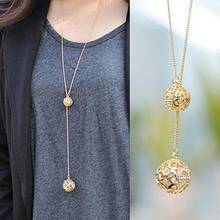 2020 New Trendy Women Rhinestone Lucky Double Hollow Balls Pendant Sweater Long Chain Necklace Jewelry Accessory Gift 2024 - buy cheap