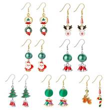 Pendientes navideños de Papá Noel y alce, colgante de Feliz Navidad, decoración para el hogar, cristales de Navidad, regalo para niños, Feliz Año Nuevo 2021 2024 - compra barato