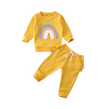 New 0-3T Baby Girl Clothes Kids Rainbow Long Sleeve Tops+Ruffle Pants Newborn Outfits Set 2024 - buy cheap