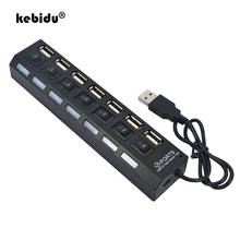 Kebidu мульти usb-хаб 7 портов концентратор адаптер вкл/выкл USB разветвитель портативный для компьютера ноутбук оптовая продажа 2024 - купить недорого