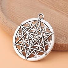 10pcs/Lot Silver Color Large Flower of Life Merkaba Meditation Round Charms Pendants for Necklace Jewelry Making Accessories 2024 - buy cheap