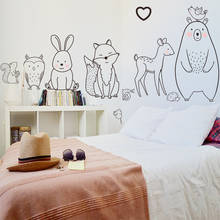 Наклейка на стену в виде мультяшных животных, застенчивый медведь, лиса, для детской комнаты, креативные наклейки для детской, клейкие, для домашнего декора, поставка обоев 2024 - купить недорого