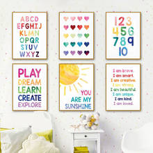 Colourful Nursery Education Numbers Alphabet Wall Art Canvas Painting Nordic Posters And Prints Wall Pictures Kids Room Decor 2024 - buy cheap