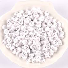 200/400PCs Mixed white and silvery Acrylic Alphabet/Letter Round Beads For Jewelry Making 7x3mm YKL0822 2024 - buy cheap
