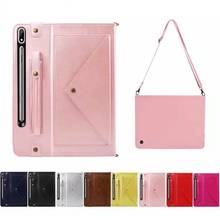 Funda de cuero para Samsung Tab S7 Plus T970 T975 T976, bandolera con correa larga para Samsung Tab S7 T879 T875 2024 - compra barato