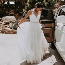 E JUE SHUNG Elegant Boho Wedding Dresses V Neck Open Back New Top Appliques Beaded Sashes Robe De Mariee Tulle Wedding Gowns 2024 - buy cheap