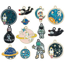 10pcs/lot 2021New Enamel Universe Astronaut Rocket Planet Mercury Charms for DIY Earring Girl Jewelry Handmade Findings XL1013 2024 - buy cheap