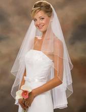 New Arrival Wedding Accessories Two Layer Ribbon Edge White Ivory Wedding Veils Bridal Veil With Comb 2024 - buy cheap