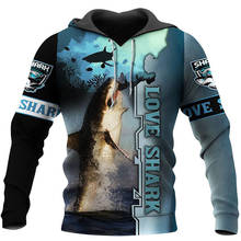Sudadera con capucha y cremallera, camisa con estampado de tiburón en 3D, nueva moda 2024 - compra barato