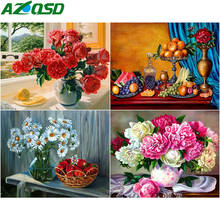 Azqsd-pintura por números de imagem de frutas para decoração de casa, sala de estar, flores, arte de parede, presente, pintado à mão 2024 - compre barato